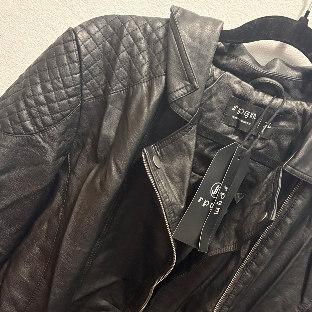 Black Faux Leather Jacket - Picture 3 of 5